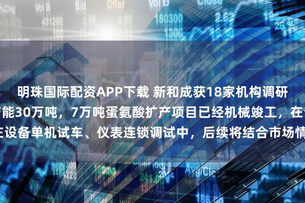 明珠国际配资APP下载 新和成获18家机构调研:公司固体蛋氨酸现有产能30万吨,7万吨蛋氨酸扩产项目已经机械竣工,在设备单机试车、仪表连锁调试中,后续将结合市场情况投放产能(附调研问答)