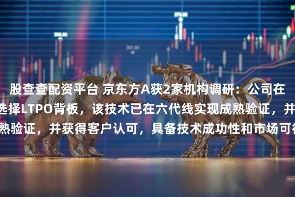 股查查配资平台 京东方A获2家机构调研：公司在OLED领域的技术路线选择LTPO背板，该技术已在六代线实现成熟验证，并获得客户认可，具备技术成功性和市场可行性（附调研问答）