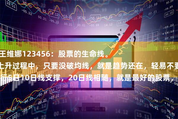 好操盘配资 王维娜123456：股票的生命线。
一只股票在上升过程中，只要没破均线，就是趋势还在，轻易不要卖出该股票。
日K线周K线，震荡上行5日10日线支撑，20日线相随，就是最好的股票，非常难得，机不可失。
一般情况下，